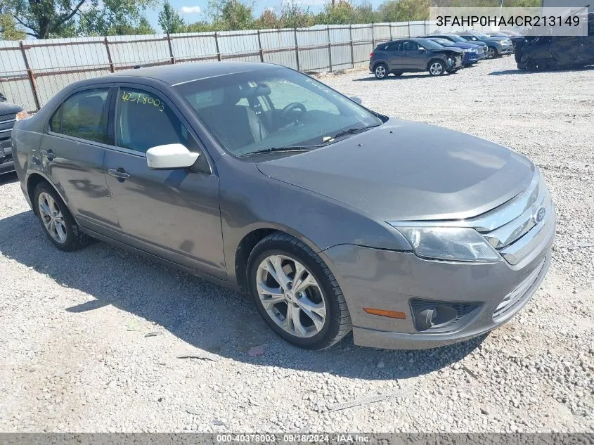 2012 Ford Fusion Se VIN: 3FAHP0HA4CR213149 Lot: 40378003