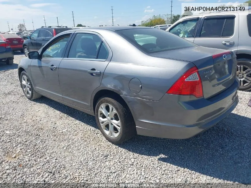 2012 Ford Fusion Se VIN: 3FAHP0HA4CR213149 Lot: 40378003