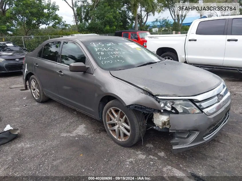 2012 Ford Fusion Sel VIN: 3FAHP0JA3CR353784 Lot: 40380695