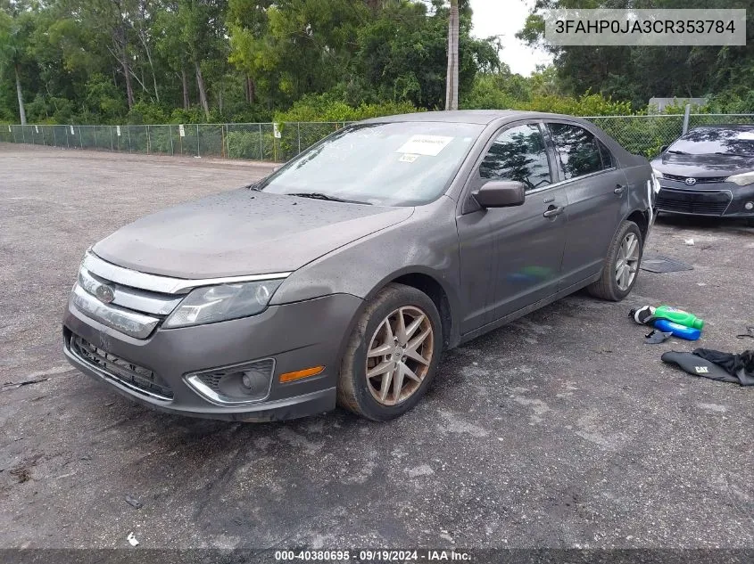 2012 Ford Fusion Sel VIN: 3FAHP0JA3CR353784 Lot: 40380695