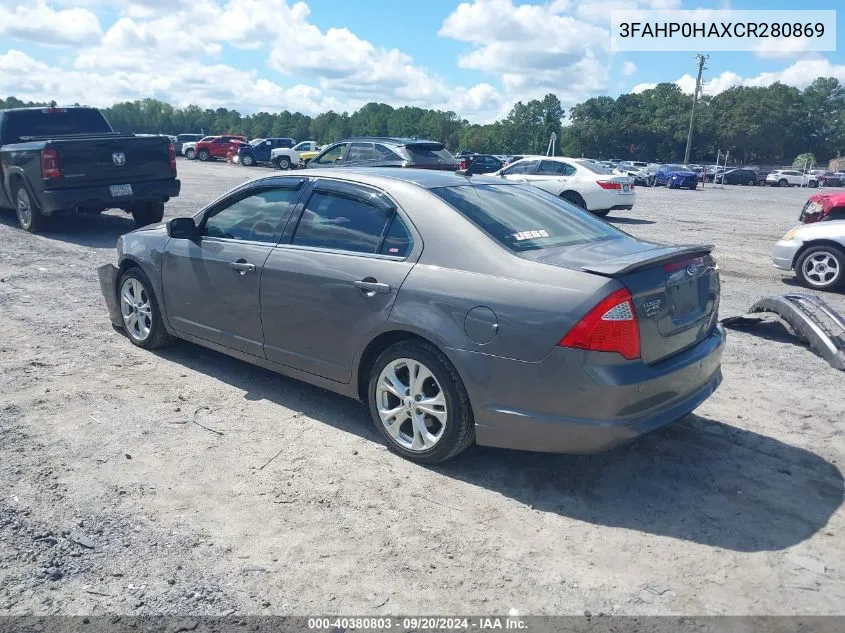 2012 Ford Fusion Se VIN: 3FAHP0HAXCR280869 Lot: 40380803