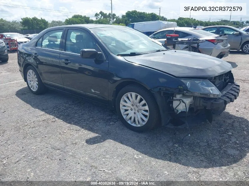 2012 Ford Fusion Hybrid VIN: 3FADP0L32CR372579 Lot: 40382638