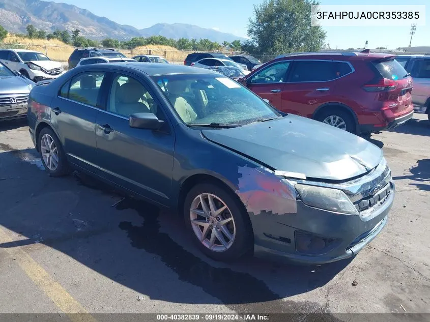 2012 Ford Fusion Sel VIN: 3FAHP0JA0CR353385 Lot: 40382839