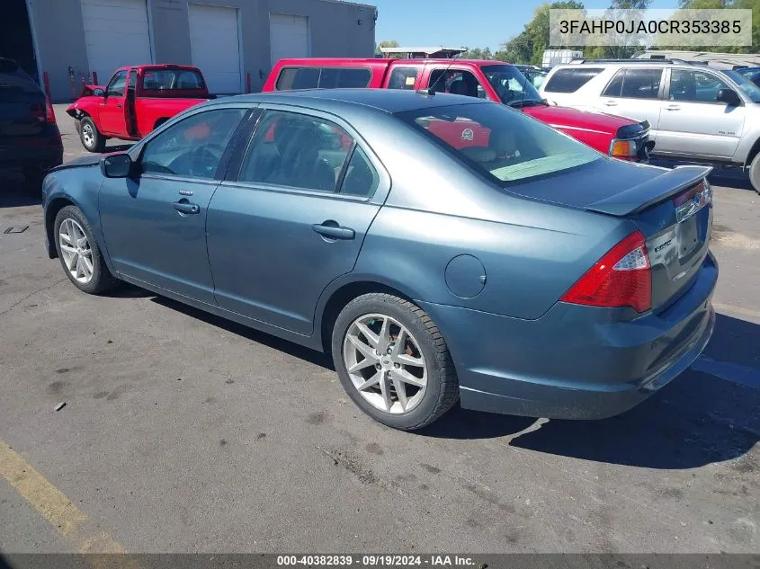 2012 Ford Fusion Sel VIN: 3FAHP0JA0CR353385 Lot: 40382839