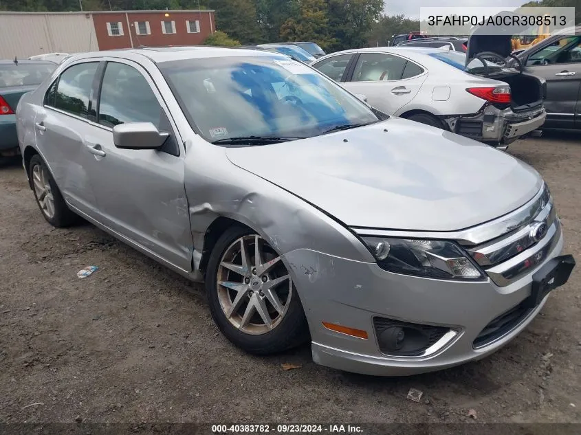 2012 Ford Fusion Sel VIN: 3FAHP0JA0CR308513 Lot: 40383782