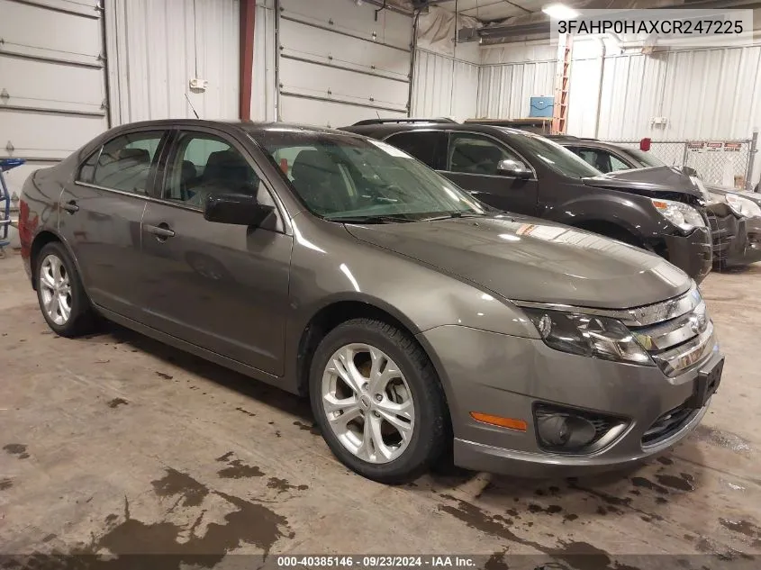 2012 Ford Fusion Se VIN: 3FAHP0HAXCR247225 Lot: 40385146