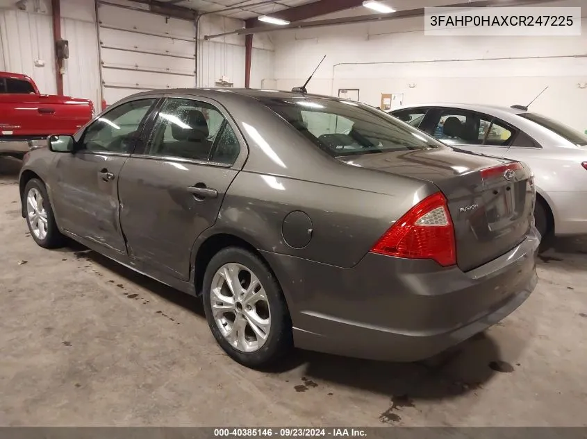 2012 Ford Fusion Se VIN: 3FAHP0HAXCR247225 Lot: 40385146