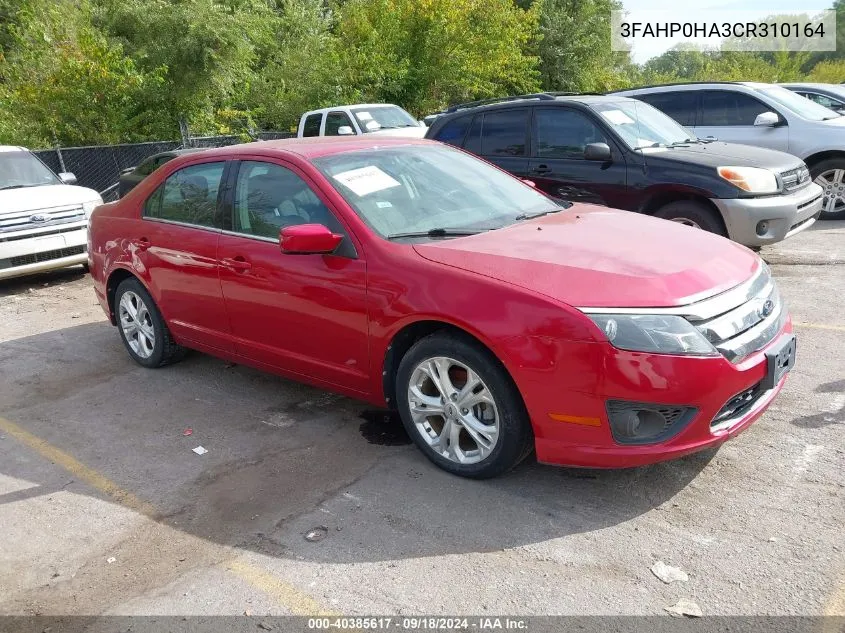 2012 Ford Fusion Se VIN: 3FAHP0HA3CR310164 Lot: 40385617