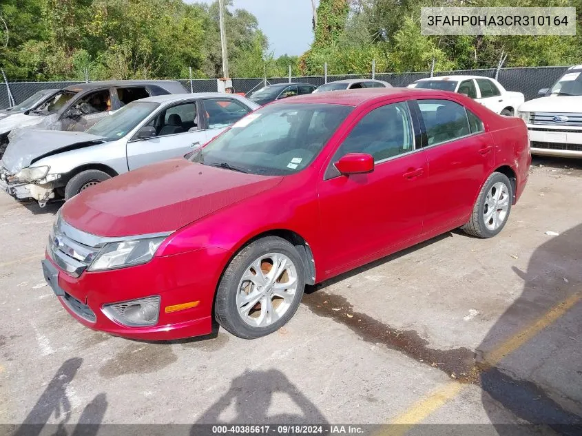 3FAHP0HA3CR310164 2012 Ford Fusion Se