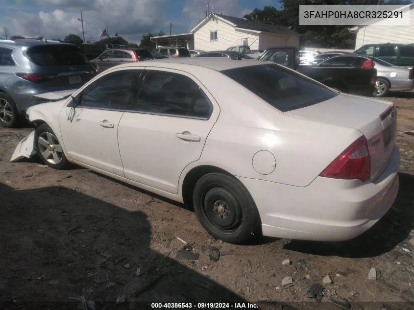 2012 Ford Fusion Se VIN: 3FAHP0HA8CR325291 Lot: 40386543