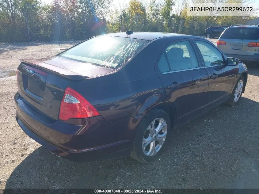 2012 Ford Fusion Se VIN: 3FAHP0HA5CR299622 Lot: 40387848