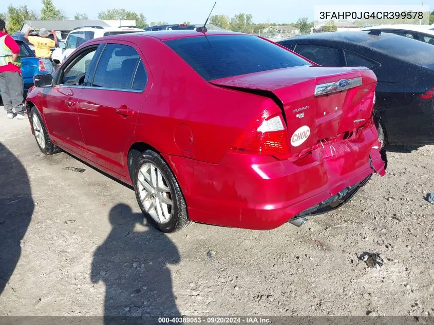 2012 Ford Fusion Sel VIN: 3FAHP0JG4CR399578 Lot: 40389053