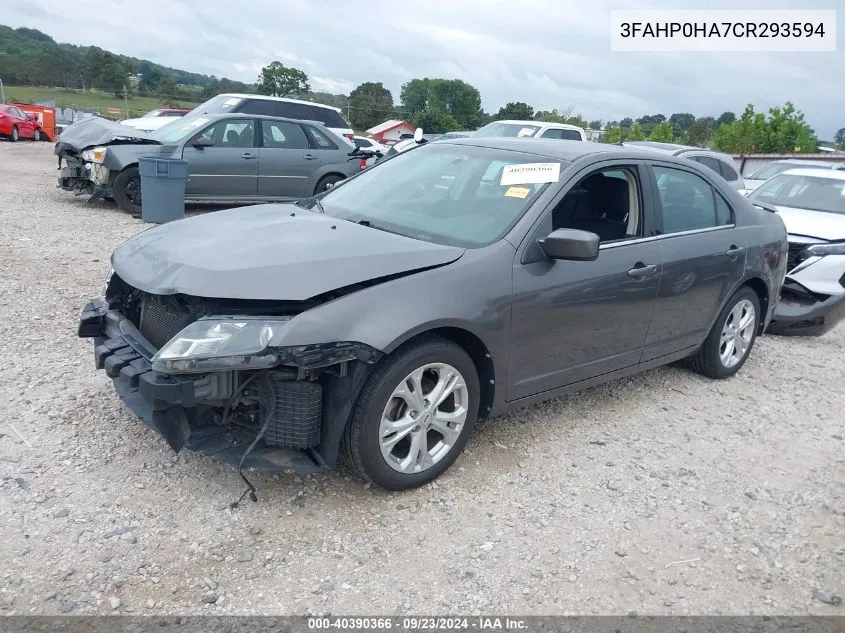 2012 Ford Fusion Se VIN: 3FAHP0HA7CR293594 Lot: 40390366