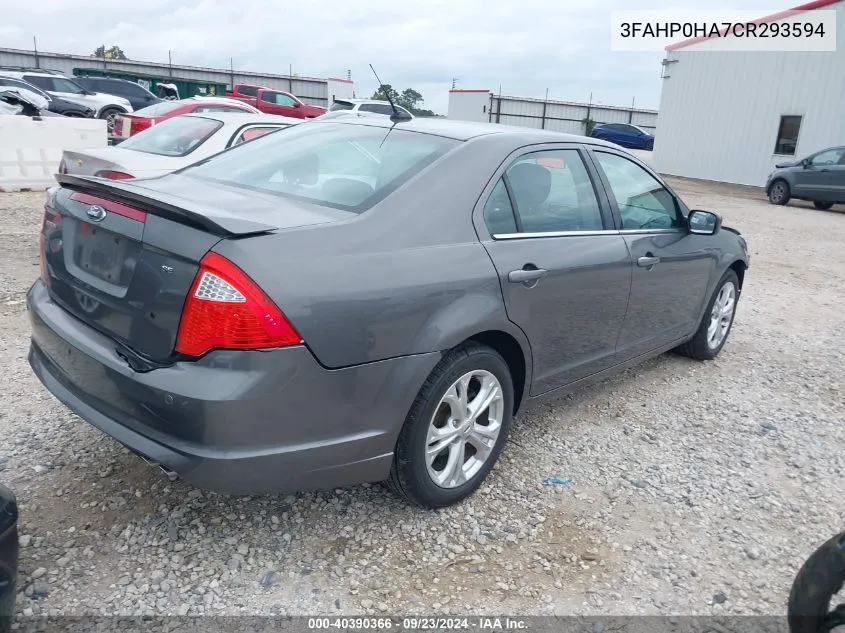 2012 Ford Fusion Se VIN: 3FAHP0HA7CR293594 Lot: 40390366