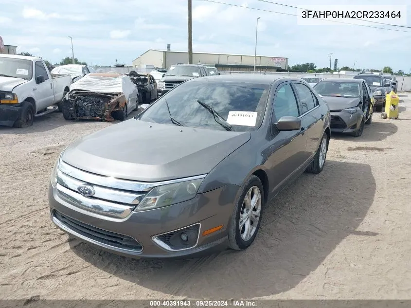 2012 Ford Fusion Se VIN: 3FAHP0HA2CR233464 Lot: 40391943