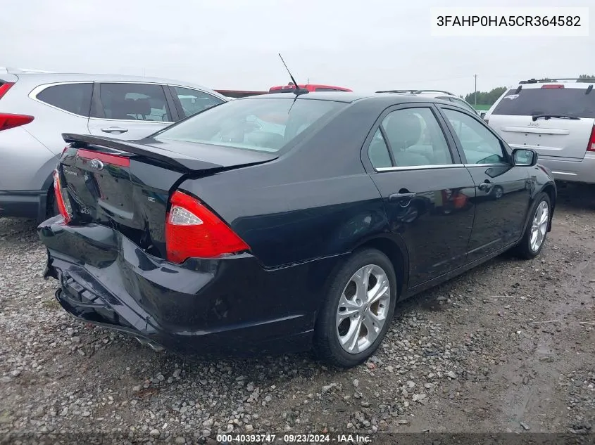 2012 Ford Fusion Se VIN: 3FAHP0HA5CR364582 Lot: 40393747