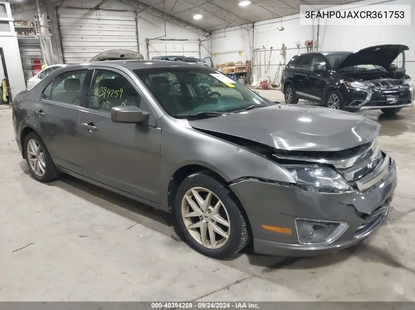 2012 Ford Fusion Sel VIN: 3FAHP0JAXCR361753 Lot: 40394259