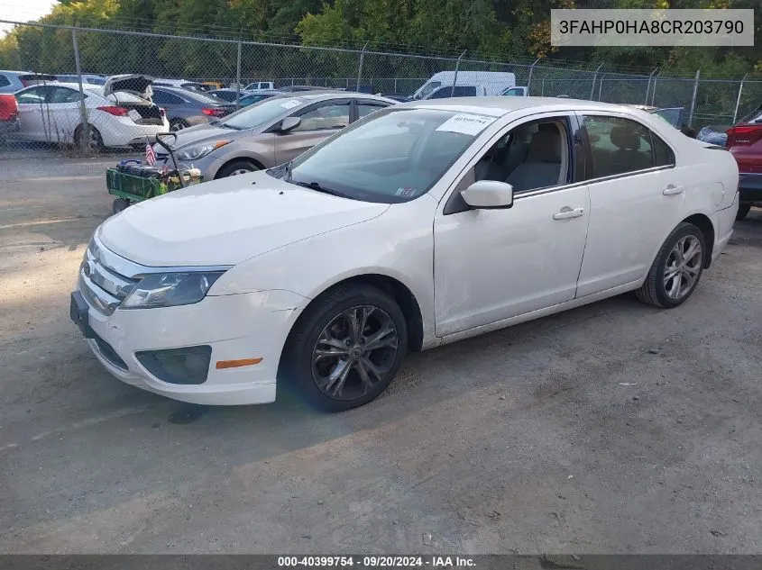 2012 Ford Fusion Se VIN: 3FAHP0HA8CR203790 Lot: 40399754