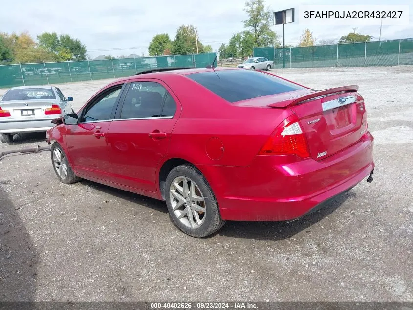 2012 Ford Fusion Sel VIN: 3FAHP0JA2CR432427 Lot: 40402626