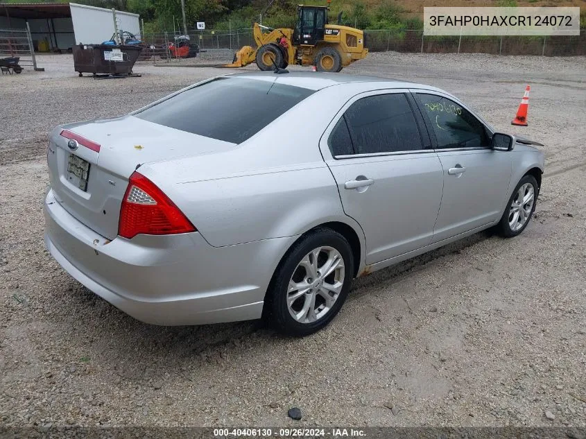 2012 Ford Fusion Se VIN: 3FAHP0HAXCR124072 Lot: 40406130