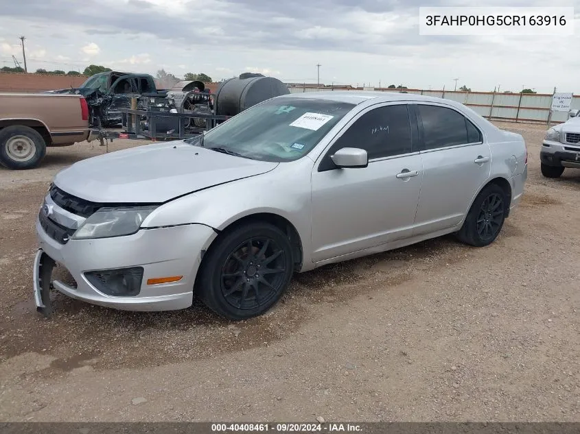 2012 Ford Fusion Se VIN: 3FAHP0HG5CR163916 Lot: 40408461