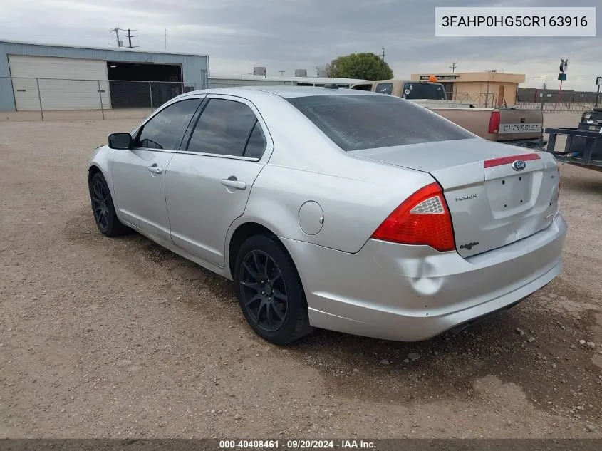 2012 Ford Fusion Se VIN: 3FAHP0HG5CR163916 Lot: 40408461