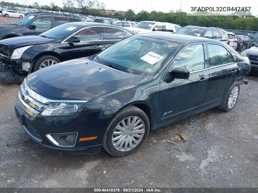 2012 Ford Fusion Hybrid VIN: 3FADP0L32CR447457 Lot: 40410379