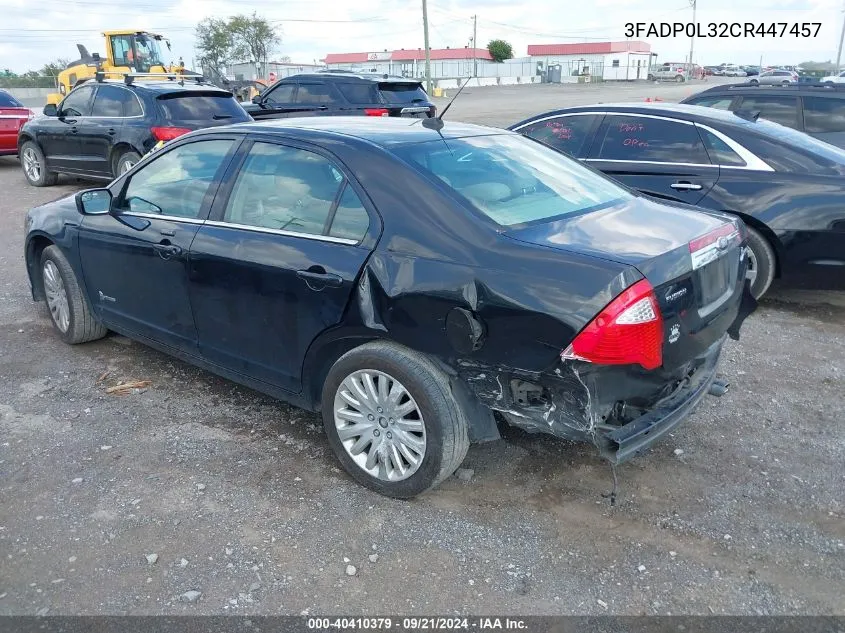 2012 Ford Fusion Hybrid VIN: 3FADP0L32CR447457 Lot: 40410379