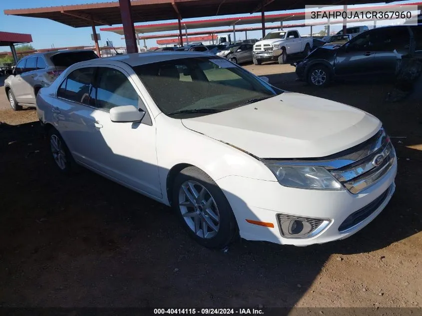 2012 Ford Fusion Sel VIN: 3FAHP0JA1CR367960 Lot: 40414115