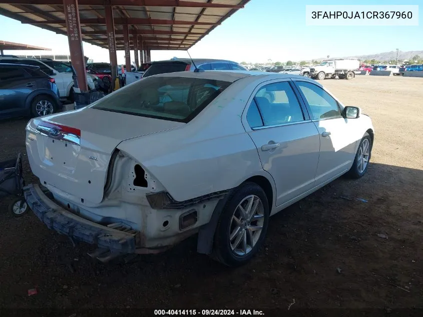 2012 Ford Fusion Sel VIN: 3FAHP0JA1CR367960 Lot: 40414115