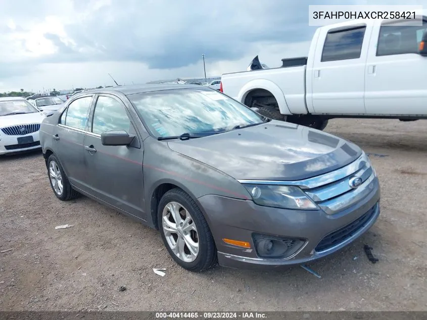 2012 Ford Fusion Se VIN: 3FAHP0HAXCR258421 Lot: 40414465