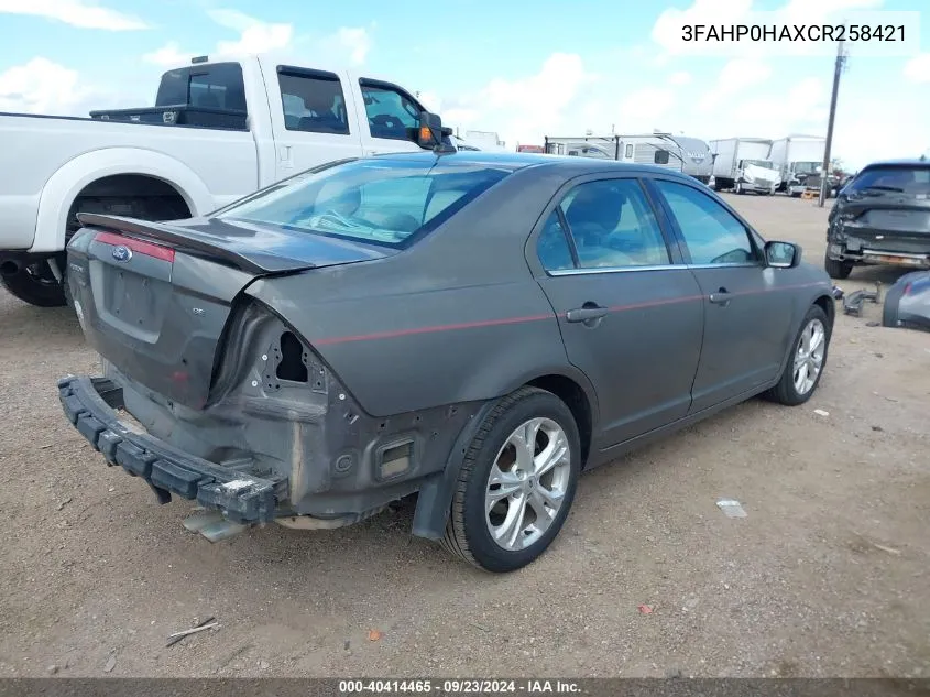 3FAHP0HAXCR258421 2012 Ford Fusion Se