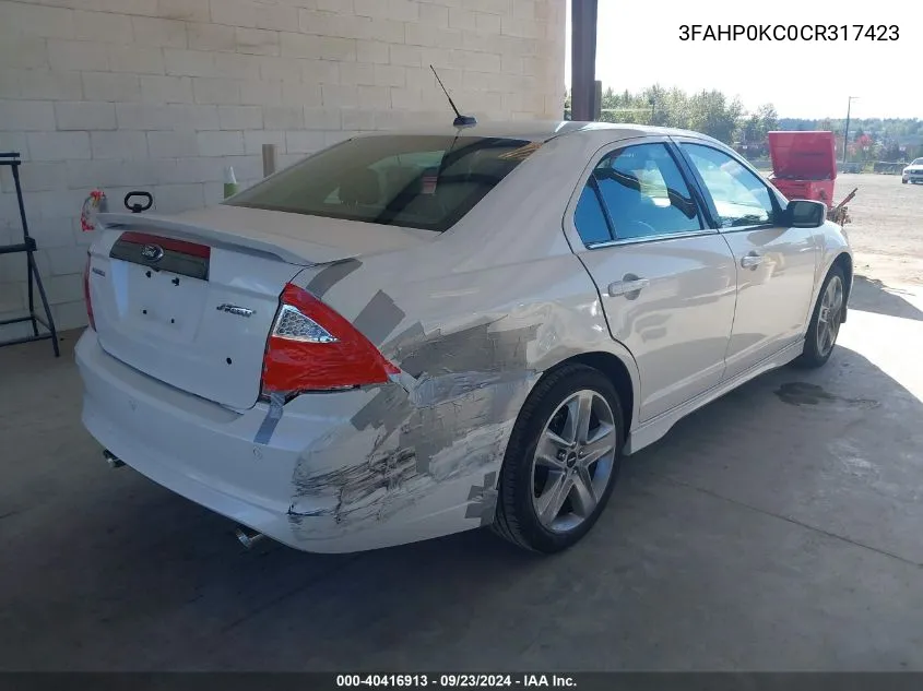 3FAHP0KC0CR317423 2012 Ford Fusion Sport