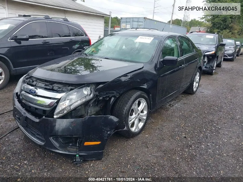 3FAHP0HAXCR449045 2012 Ford Fusion Se