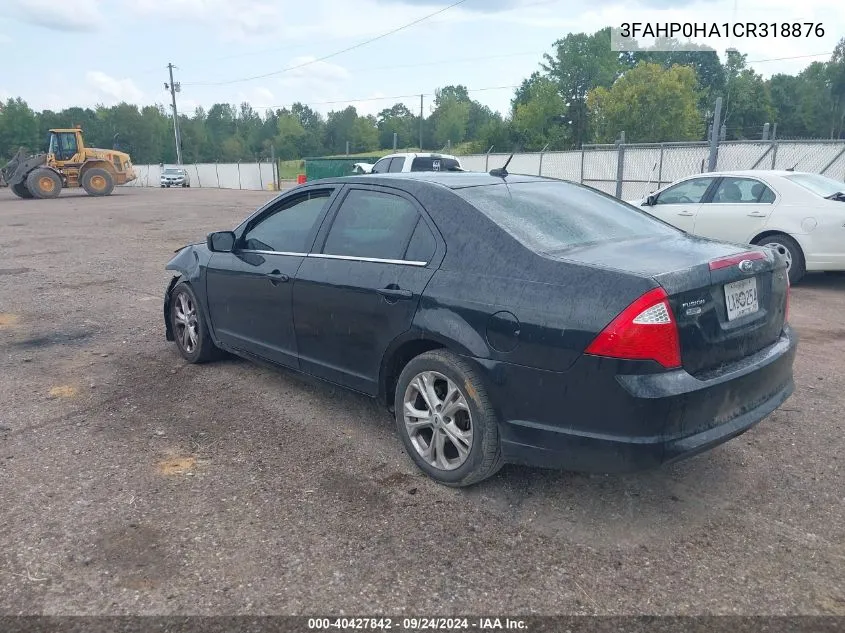 2012 Ford Fusion Se VIN: 3FAHP0HA1CR318876 Lot: 40427842