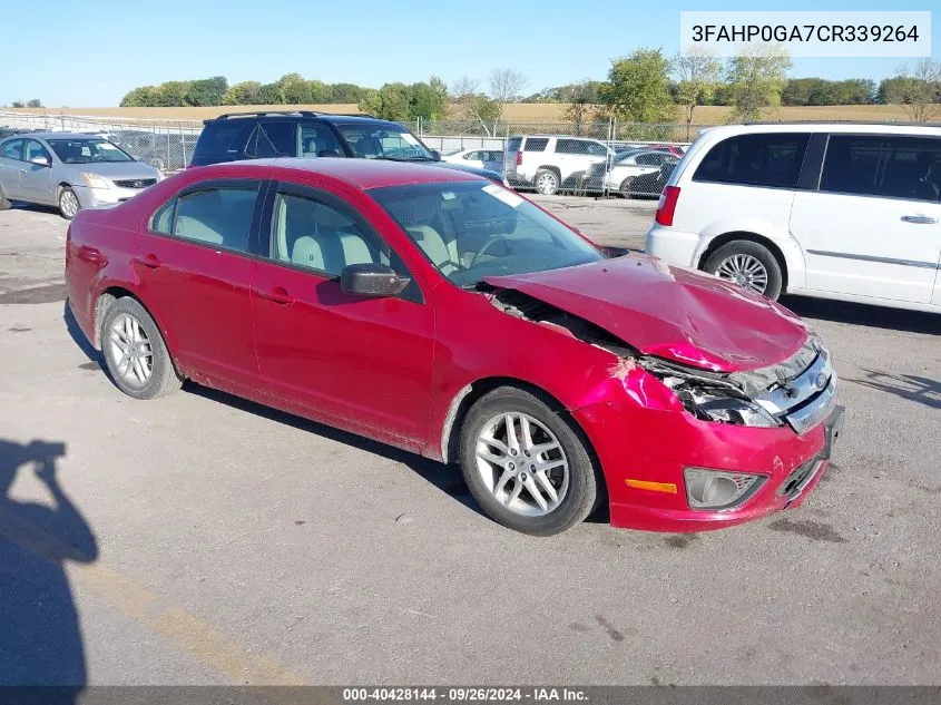 2012 Ford Fusion S VIN: 3FAHP0GA7CR339264 Lot: 40428144