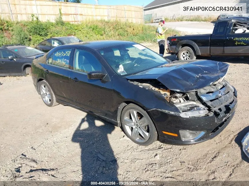 2012 Ford Fusion Sport VIN: 3FAHP0KC6CR430941 Lot: 40430258