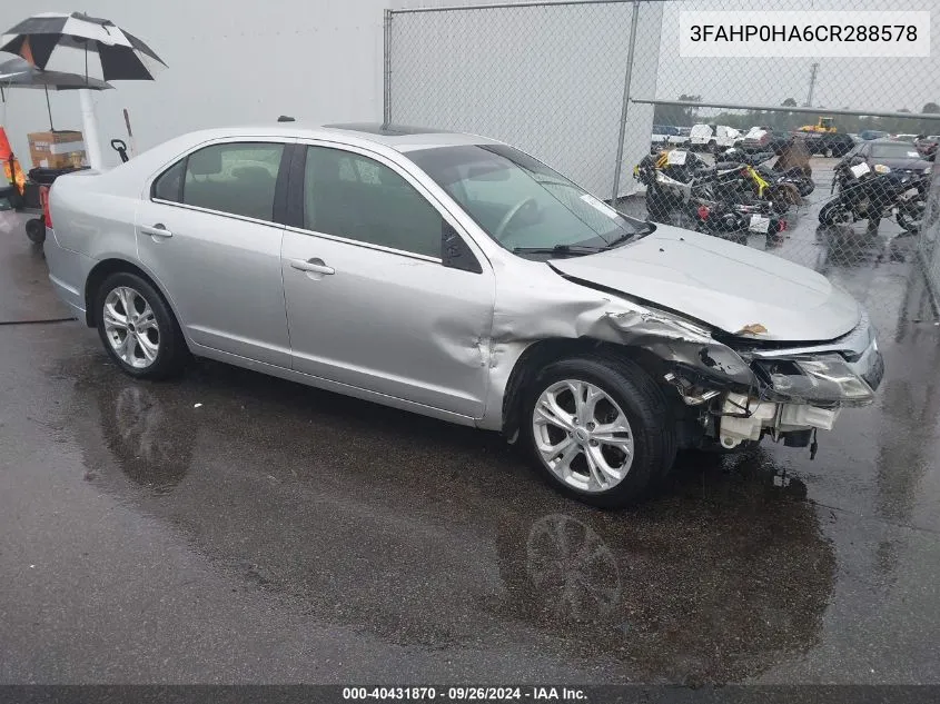 3FAHP0HA6CR288578 2012 Ford Fusion Se