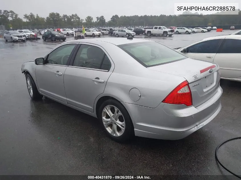 2012 Ford Fusion Se VIN: 3FAHP0HA6CR288578 Lot: 40431870