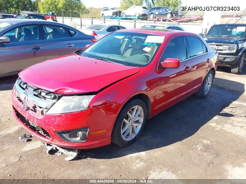 2012 Ford Fusion Sel VIN: 3FAHP0JG7CR323403 Lot: 40435585