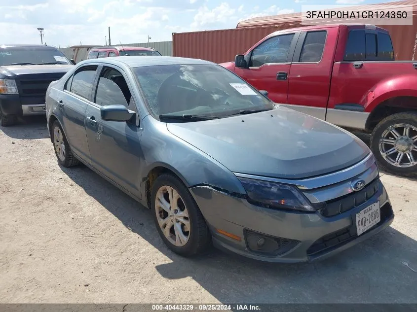 3FAHP0HA1CR124350 2012 Ford Fusion Se