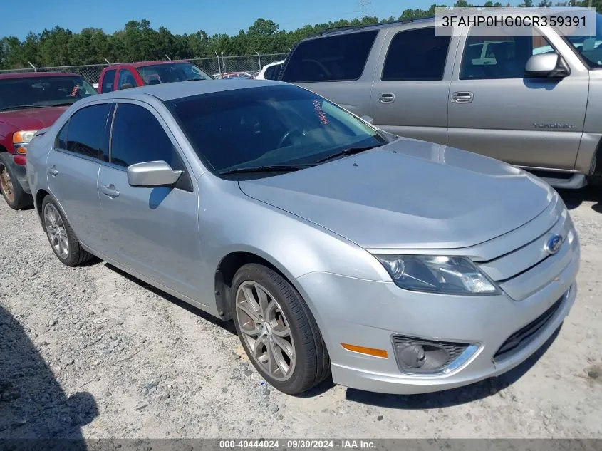 2012 Ford Fusion Se VIN: 3FAHP0HG0CR359391 Lot: 40444024