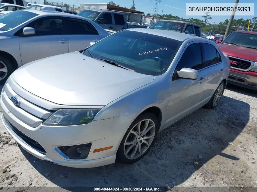 2012 Ford Fusion Se VIN: 3FAHP0HG0CR359391 Lot: 40444024