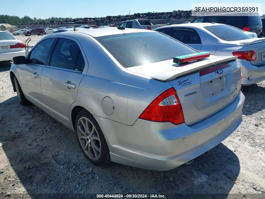 2012 Ford Fusion Se VIN: 3FAHP0HG0CR359391 Lot: 40444024