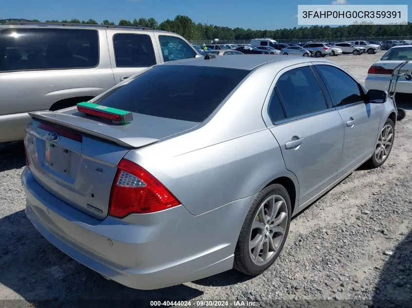 2012 Ford Fusion Se VIN: 3FAHP0HG0CR359391 Lot: 40444024