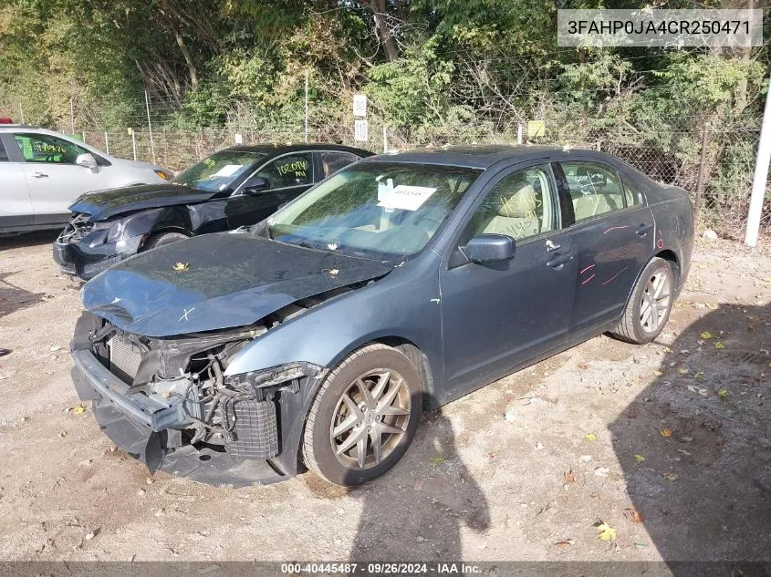 2012 Ford Fusion Sel VIN: 3FAHP0JA4CR250471 Lot: 40445487