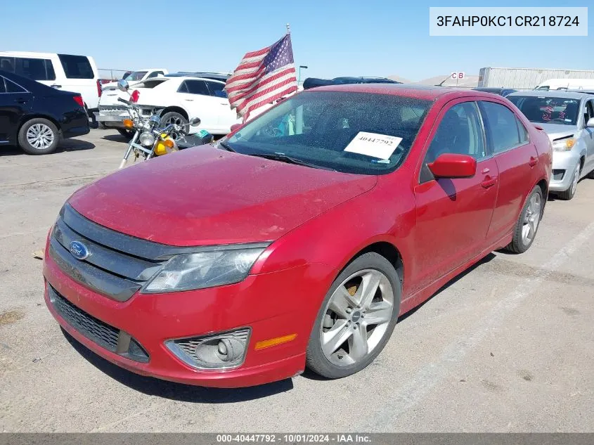 2012 Ford Fusion Sport VIN: 3FAHP0KC1CR218724 Lot: 40447792