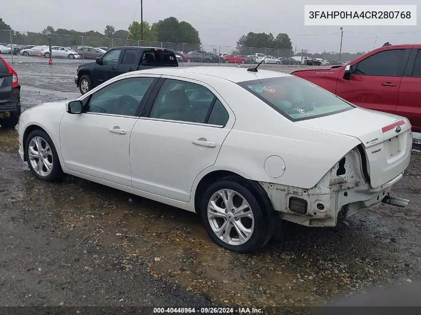 2012 Ford Fusion Se VIN: 3FAHP0HA4CR280768 Lot: 40448964