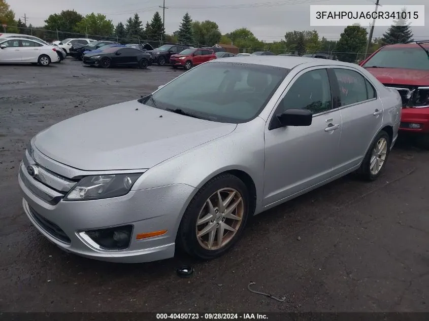 2012 Ford Fusion Sel VIN: 3FAHP0JA6CR341015 Lot: 40450723