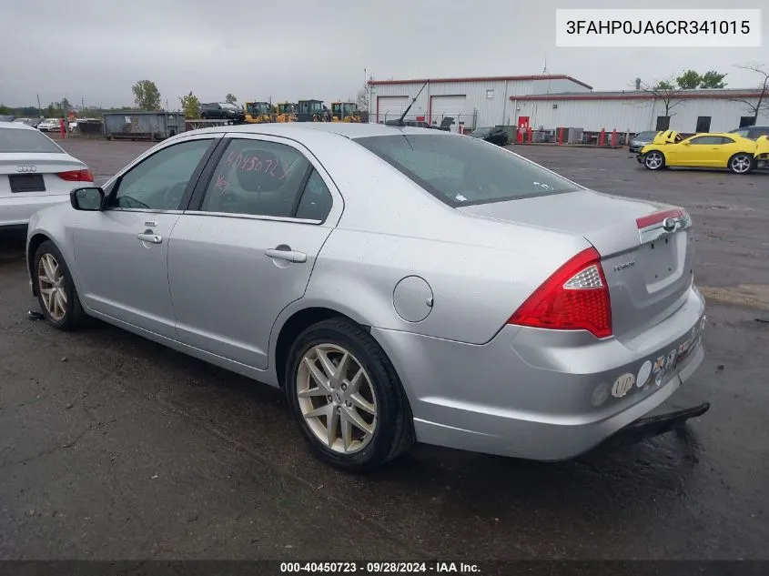 2012 Ford Fusion Sel VIN: 3FAHP0JA6CR341015 Lot: 40450723